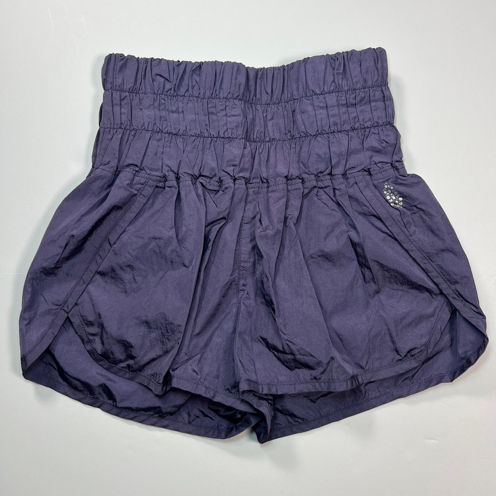 FP Movement The Way Home Shorts Women XS Purple Smocked High Rise Running